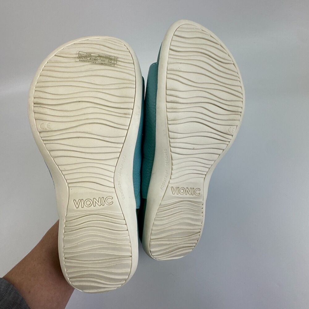 Vionic Albie Sandal Slingback Buckles Teal Blue Leather Comfort Womens 8.5 Wide - Picture 15 of 16